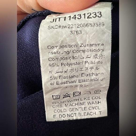 SHEIN Modely Pearls Beaded Split Hem Navy Flare Leg Pants Women’s Large 8/10 - Picture 10 of 14